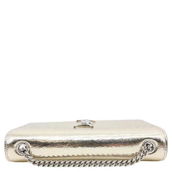 Yves Saint Laurent  Kate Metallic Crackled Calfskin Leather Crossbody Bag Gold - Picture 5 of 13